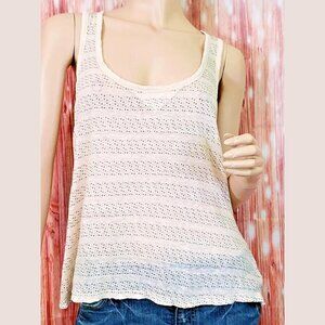 Forever 21 Women’s Sleeveless Linen Tank Top Perforated Look Ecru Medium M